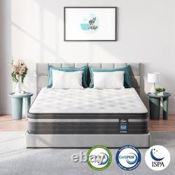 Teqsli Double Mattress 135x190x27cm Memory Foam Pocket Spring Hybrid Medium Firm