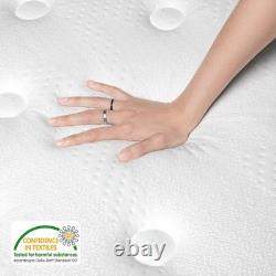 Teqsli Double Mattress 135x190x27cm Memory Foam Pocket Spring Hybrid Medium Firm