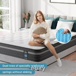 Teqsli Double Mattress 135x190x27cm Memory Foam Pocket Spring Hybrid Medium Firm