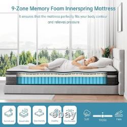 Teqsli Double Mattress 135x190x27cm Memory Foam Pocket Spring Hybrid Medium Firm