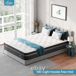 Teqsli Double Mattress 135x190x27cm Memory Foam Pocket Spring Hybrid Medium Firm