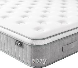 Teqsli King Mattress 5FT, 10 Inch Medium Firm Gel Memory Foam Pocket Sprung Hybr