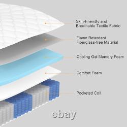 Twirest 25CM Height-Double Mattresses Pocket Sprung Memory Foam Boxed Mattress