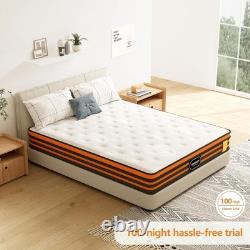 UNNMIIY 3FT Single Mattress 10 Memory Foam Hybrid Pocket Sprung Medium Firm