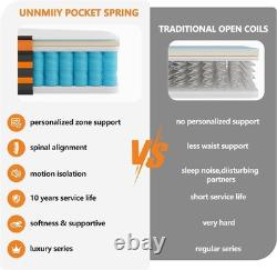 UNNMIIY 3FT Single Mattress 10 Memory Foam Hybrid Pocket Sprung Medium Firm