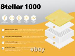 UNO Stellar 1000 Medium Firm Memory Foam Pocket Sprung Mattress Rolled 20cm