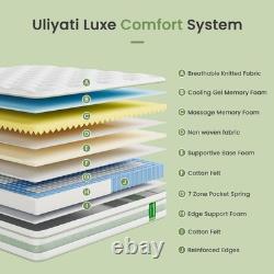 Uliyati Double Mattresses 4FT6 10 Inch Gel Memory Foam Pocket Sprung Hybrid