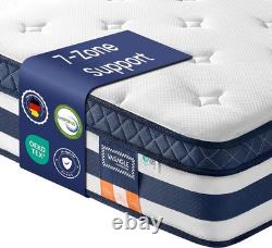 VASAGLE Pocket Sprung Mattress, Cooling Gel Memory Foam, 7-Zone Pressure Relief
