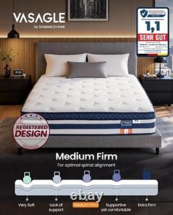 VASAGLE Pocket Sprung Mattress, Cooling Gel Memory Foam, 7-Zone Pressure Relief