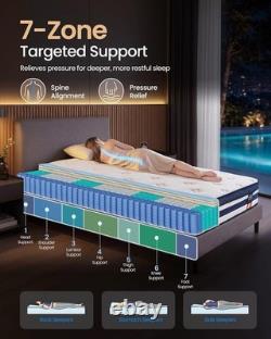 VASAGLE Pocket Sprung Mattress, Cooling Gel Memory Foam, 7-Zone Pressure Relief