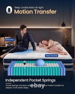 VASAGLE Pocket Sprung Mattress, Cooling Gel Memory Foam, 7-Zone Pressure Relief