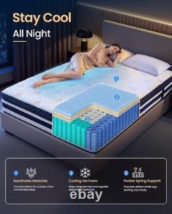 VASAGLE Pocket Sprung Mattress, Cooling Gel Memory Foam, 7-Zone Pressure Relief