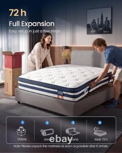 VASAGLE Pocket Sprung Mattress, Cooling Gel Memory Foam, 7-Zone Pressure Relief