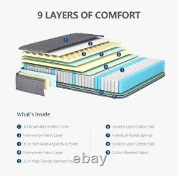 Vesgantti 4ft 10 Hybrid Mattress with Memory Foam & Pocket Springs, Medium Firm