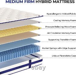 Vesgantti Single Mattress, 10.2 Inch Blue Flannelette Pocket Sprung Mattress
