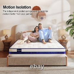 Vesgantti Single Mattress, 10.2 Inch Blue Flannelette Pocket Sprung Mattress