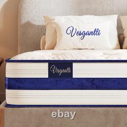 Vesgantti Single Mattress, 10.2 Inch Blue Flannelette Pocket Sprung Mattress