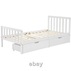 White Solid Wooden Bed Frame Single 4ft Double King Size Bed With Mattress Pine