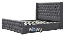 Wingback Crushed Velvet Or Linen Ottoman Storage Bed 4ft6 Double & 5ft King Size