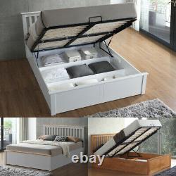 Wood Ottoman Bed Malmo Storage Bed with 4 Mattress 3 Colour Double or King Size