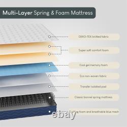 Wooden Pine White Milan Bed Frame Bunk Bed Memory Foam Pocket Spring Mattress
