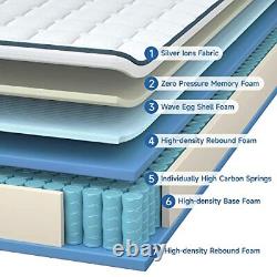 Wowttrelax 4ft6 Double Mattress, 9.5 Inch Hybrid Pocket Sprung Memory Foam