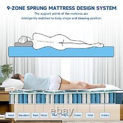 Wowttrelax 4ft6 Double Mattress, 9.5 Inch Hybrid Pocket Sprung Memory Foam