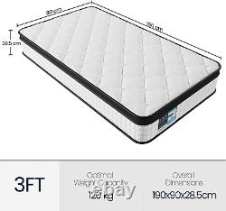 Yaheetech Single Mattress Memory Foam Mattress 11 Inch Pocket Sprung Mattress 3D