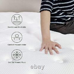 10 Matelas en mousse à mémoire de forme de luxe 4FT6 à ressorts ensachés, fermeté moyenne