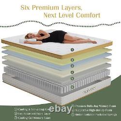 10 Matelas en mousse à mémoire de forme de luxe 4FT6 à ressorts ensachés, fermeté moyenne