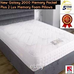 4ft6 Double 2000 Pocket Spring Mattress Memory Foam Luxury Double Divan Bed Set
