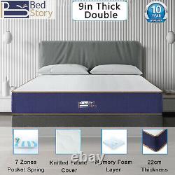 Bedstory 9in Double Matelas Pocket Sprung Mémoire Mousse Hybrid 4ft6 Matelas