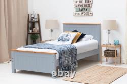 Cadre de lit de ferme Rostherne blanc & chêne/gris & chêne en bois simple/double/king