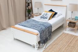 Cadre de lit de ferme Rostherne blanc & chêne/gris & chêne en bois simple/double/king