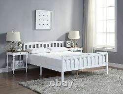 Cadre de lit en bois massif blanc pour lit simple 4ft, double ou king size avec matelas en pin.