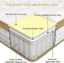 Lit double 4FT6 en mousse à mémoire de forme, fermeté moyenne, ressorts ensachés, soulagement de la pression et soutien