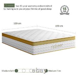 Matelas 10 Ressorts ensachés en mousse à mémoire de forme moyennement ferme avec gel rafraîchissant en 3FT/4FT/4FT6/5FT