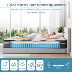 Matelas Double 4FT6 à ressorts ensachés en mousse à mémoire de forme gel avec tissu doux et respirant