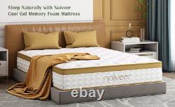 Matelas King 5FT 10 pouces en mousse à mémoire de gel et ressorts ensachés hybride, fermeté moyenne.