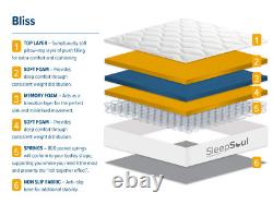 Matelas SleepSoul Bliss 800 Moyenne Mousse Mémoire Enroulé 32cm D'épaisseur