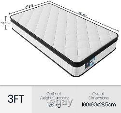 Matelas à ressorts ensachés en mousse à mémoire de forme 11 Medium Firm 90x190cm en tricot respirant blanc