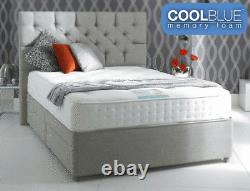 Matelas à ressorts ensachés en mousse à mémoire de forme bleu cool 2000, taille double 3ft 4ft6 5ft King Size