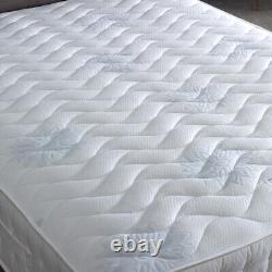 Matelas à ressorts ensachés, mousse viscoélastique à mémoire. Haut matelassé doux. Sensation moyenne