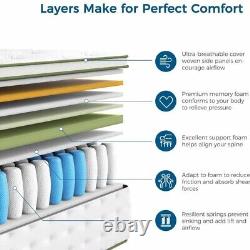 Matelas double 4FT6, 10,3 pouces COOLMAX Gel Memory Foam Pocket Spring