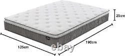 Matelas double 4FT6, 10 pouces en mousse à mémoire de gel à poches de fermeté moyenne pour lit double.