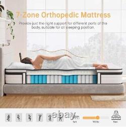 Matelas double TeQsli 4FT6, mémoire en gel de 10,6 pouces, ressorts ensachés orthopédiques