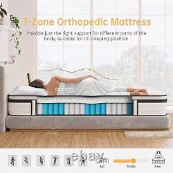 Matelas double TeQsli 7 zones en mousse à mémoire de gel de 10,6 cm avec poche orthopédique