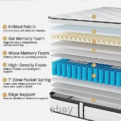 Matelas double TeQsli 7 zones en mousse à mémoire de gel de 10,6 cm avec poche orthopédique