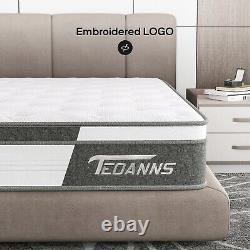 Matelas double hybride à ressorts ensachés, en mousse à mémoire de forme et gel, fermeté moyenne de 4FT6.