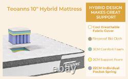 Matelas en mousse à mémoire 10 Double Ferme Moyen Enroulé 5 Zones à Ressorts ensachés